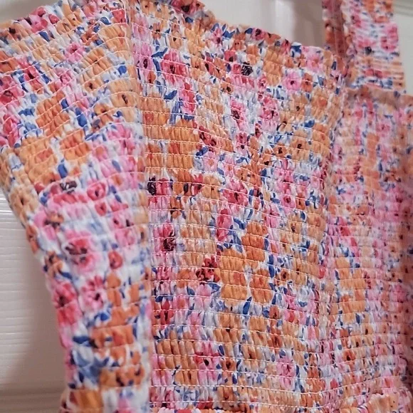 Old Navy Cotton Floral Maxi Dress Size XL Smocked Top Straps Feminine Spring - Picture 4 of 7